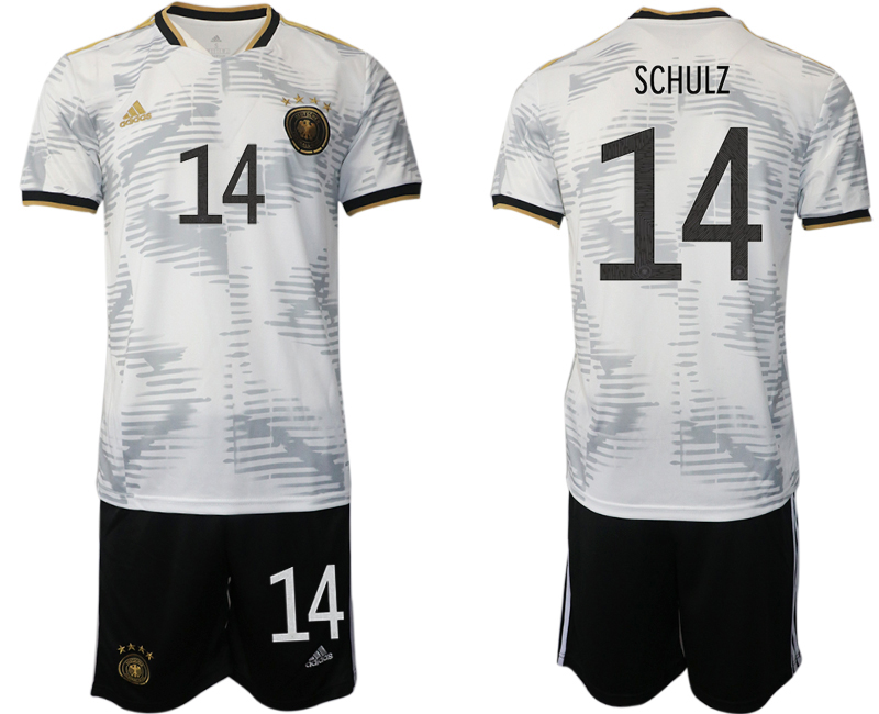 Men's Germany #14 Schulz White Home Soccer Jersey Suit